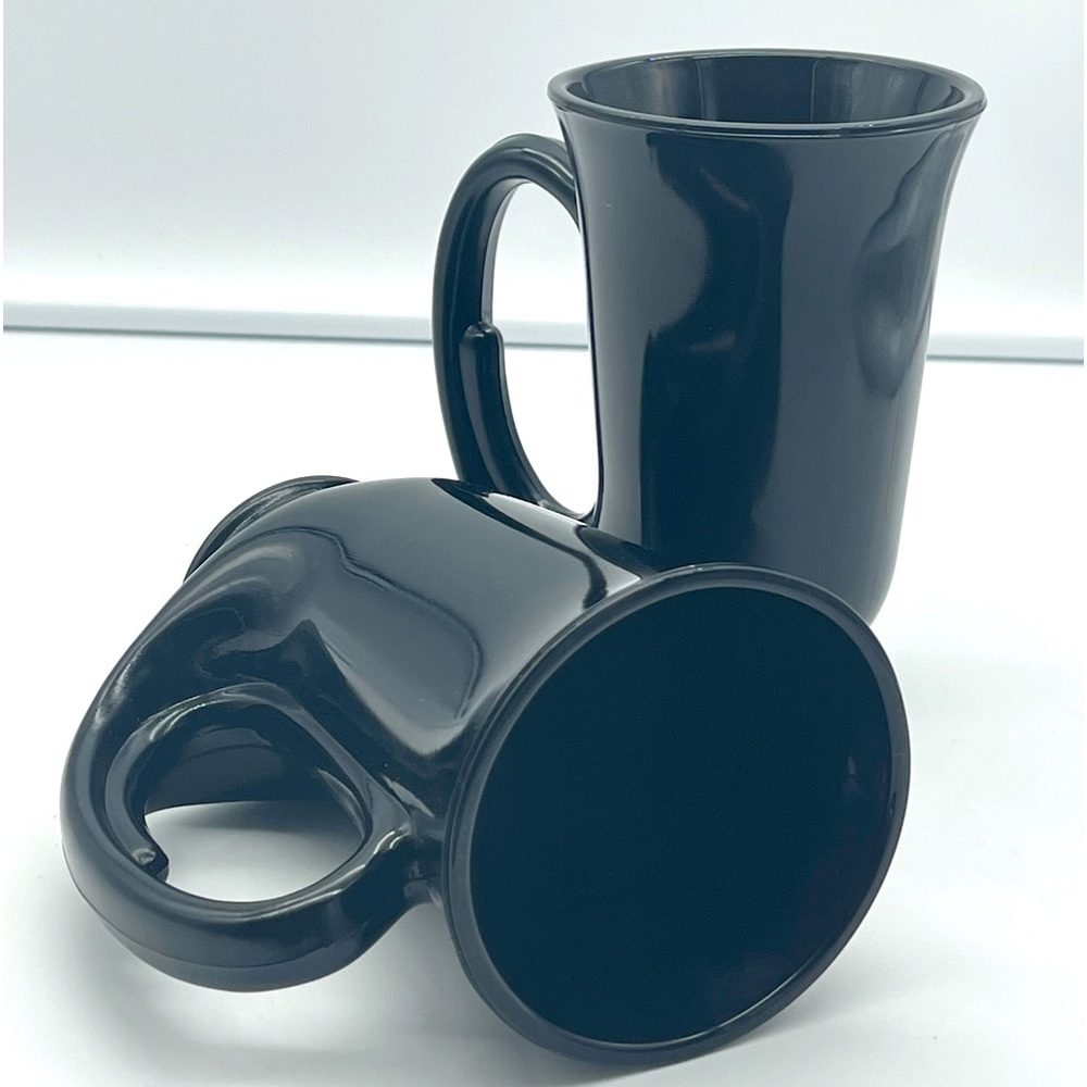 Tiara Indiana Glass: Vintage Set of 2 - 12oz Black Hunters Horn Shaped Mugs